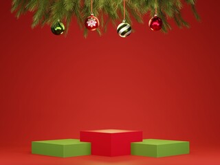 3d rendering christmas podium