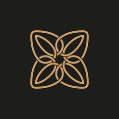 Abstract flower monogram logo design template. Stock vector illustration.