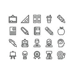 Back to School icon set with outline style