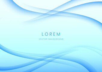 Abstract blue curve template background with space for text.