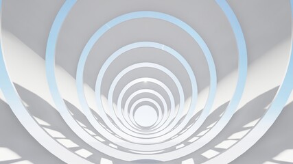 Futuristic tunnel arched stripes construction with windows 3d render
