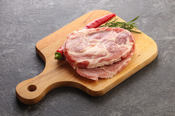 Raw pork meat neck steak