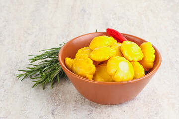 Pickled yellow patisson natural snack