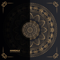 Luxury ornamental mandala design background in gold color Premium Vector