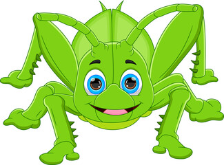 cartoon cute grasshopper isolated on white background