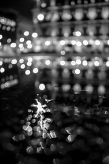 Defocused blurred photo of the Mexico city lights black and white