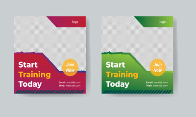 Fitness Social Media Post Template WITH TOW COLOR