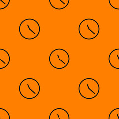black hands of the clock on an orange background. the concept of time. pattern from the images of the clock. 3d image. 3d rendering.