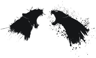 Tiger fighting silhouette