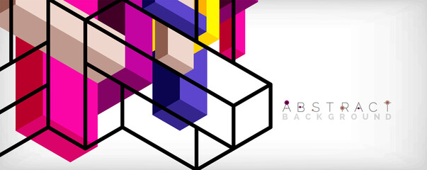 Obraz premium Abstract background. 3d cubes, cubic elements and blocks. Techno or business concept for wallpaper, banner, background, landing page