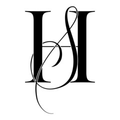 hs, sh, monogram logo. Calligraphic signature icon. Wedding Logo Monogram. modern monogram symbol. Couples logo for wedding