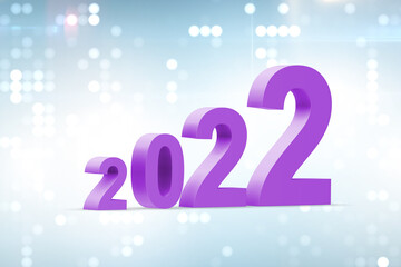 Concept of year 2022 with numbers - 3d rendering