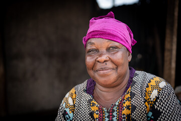 Elderly African black woman real portrait