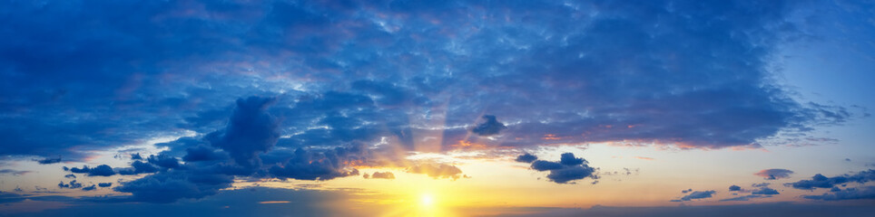 Naklejka na ściany i meble beautiful panorama sky with clouds at sunset