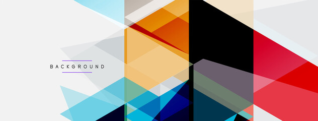 Fototapeta premium Color triangles composition, geometric abstract background. Techno or business concept, pattern for wallpaper, banner, background, landing page