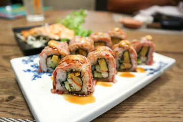 rolls or japanese roll, maki.
