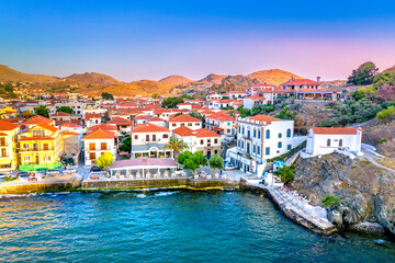 Fototapeta na wymiar View of Myrina, Limnos island, Greece.