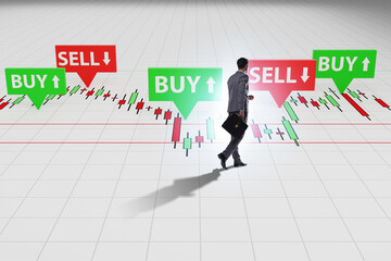 Online trading concept with businessman