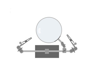Soldering holder. Fixtures with magnifying glass for electronics repair