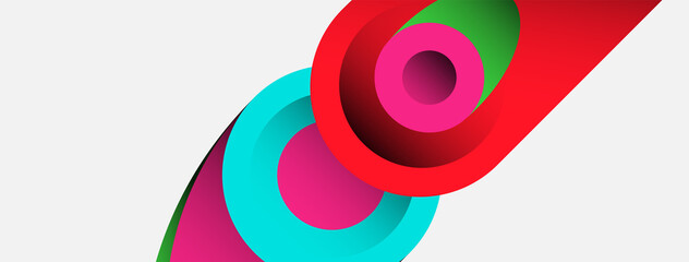 Fototapeta premium Abstract background. Minimal geometric circles and round style shapes with deep shadow effects. Trendy technology business template for wallpaper banner or background