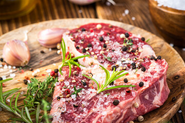 Butcher Beef Steak Cut. Fresh Raw Meat Slice