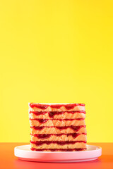 Bread Slices with Cherry Jam on Colorful Bright Background
