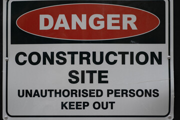 Danger Construction Site sign