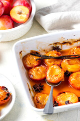 Baked and Roasted Plums. Sweet Autumn Dessert