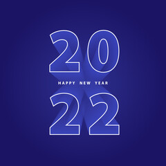 Happy new year 2022. Festive blue background with numbers 3D. Holiday banner. Vector illustration in realistic style. Design poster, cover, wallpaper. Stock.