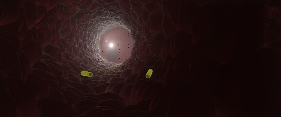 macrophage approaching to kill bacteria in 3D illustration