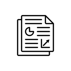 Business report thin line icon. Modern vector illustration of financial document.