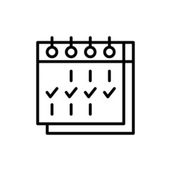 Calendar with check marks thin line icon. Weekly planning. Modern vector illustration.