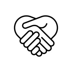 Fototapeta premium Handshake thin line icon. Modern vector illustration of agreement, contract, cooperation.