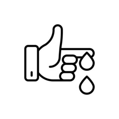 Diabetes test thin line icon, drop of blood from finger. Blood test. Modern vector illustration of laboratory research.