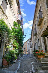 A narrow street of San Lorenzello, a medieval town of Benevento province, Italy.