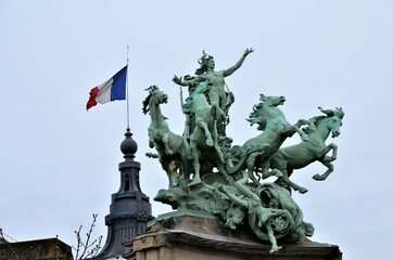 Detail of the facade of Grand Palais des Champs-Elysees, Paris