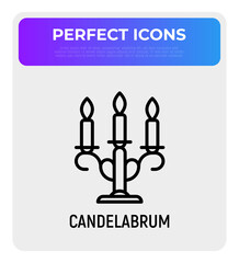 Candelabrum thin line icon. Modern vector illustration of retro candlestick.