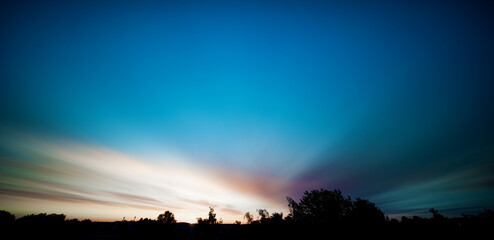 Panorama Sky at Sunset Long Exposure