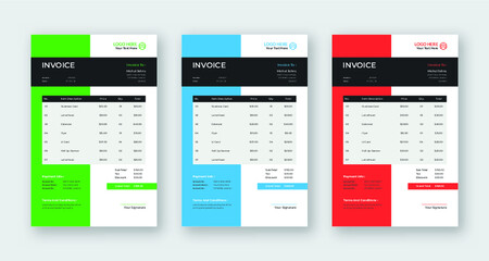 Professional simple modern business invoice template Vector