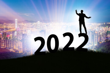 Concept of new year of 2022 with business people