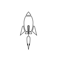 Rocket line icon isolated on white background 