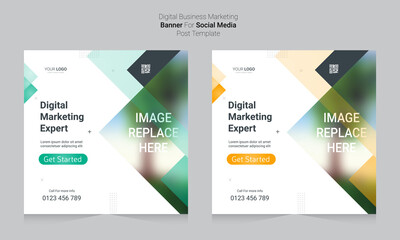 Digital business marketing banner for social media post template