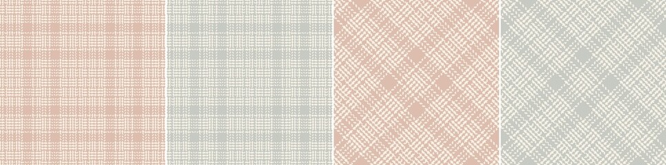 Abstract pattern tweed check in grey, pink, beige for dress, scarf, coat, jacket. Seamless tartan plaid background graphic vector for spring summer autumn winter fashion fabric print.