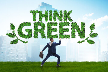 Businessman in think green concept - Powered by Adobe