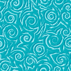 Stock vector seamless pattern of spirals and abstract shapes in turquoise colors.Vector seamless pattern of water or waves.
