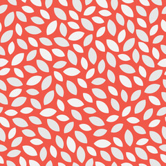 Red seamless pattern with white leaves