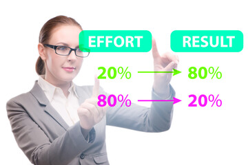 Businesswoman in pareto rule illustration