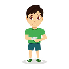 Cute beautiful kid girl character wearing beautiful outfit and injured kid with broken hand isolated