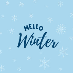 Fototapeta na wymiar Hello Winter 2022. Lettering with snowflakes. Winter vector illustration.
