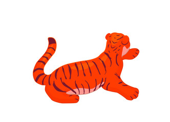 Fototapeta na wymiar Red tiger sitting back view. Hand drawing tiger illustration vector.